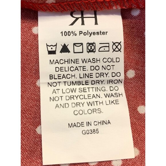 Rihoas Red Polka Dot Ruffle Hem Dress Women Size Medium M V-Neck Ruffle New - Picture 3 of 6